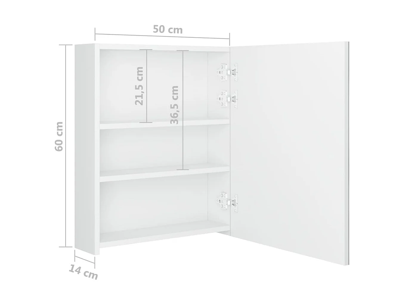 Armoire de salle de bain à miroir LED Blanc brillant 50x14x60