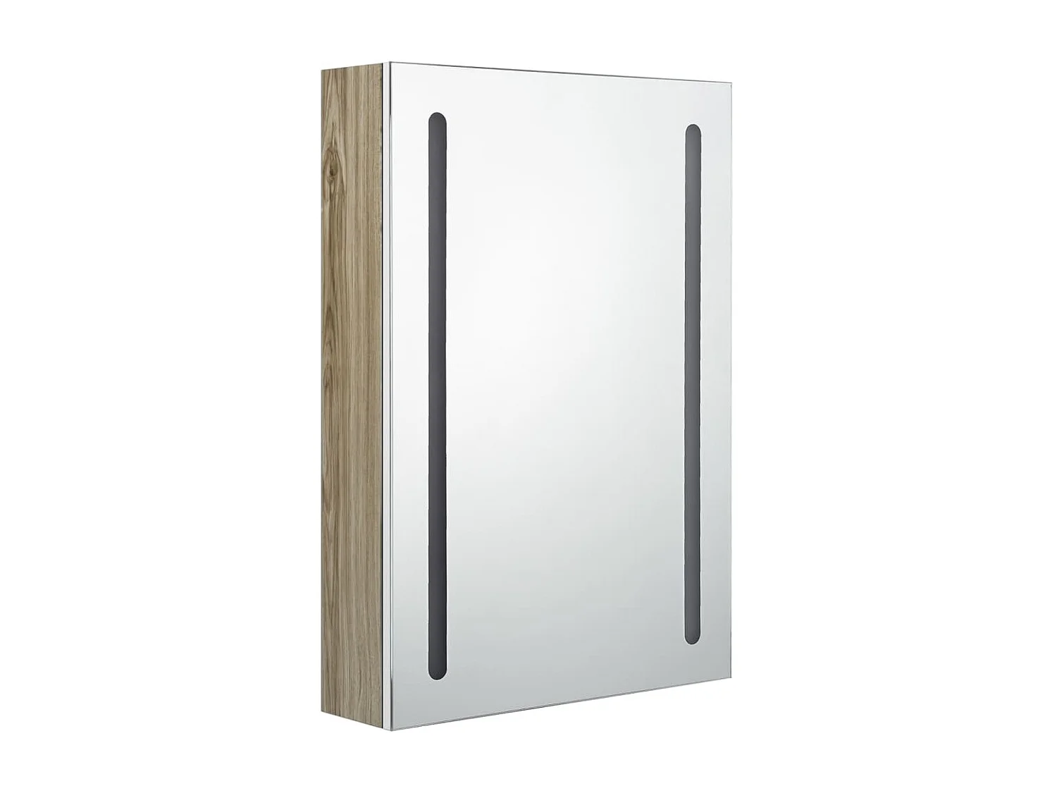 Armoire de salle de bain à miroir LED Blanc et chêne 50x13x70