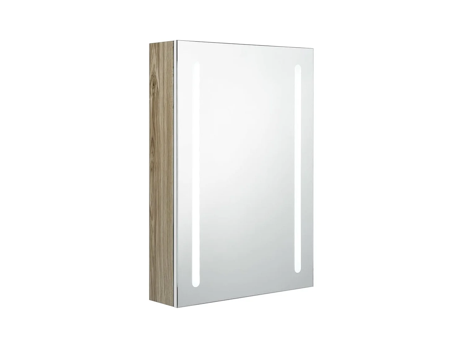 Armoire de salle de bain à miroir LED Blanc et chêne 50x13x70