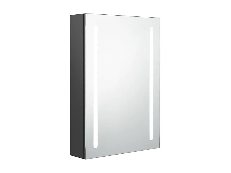 Armoire de salle de bain à miroir LED Gris 50x13x70 2