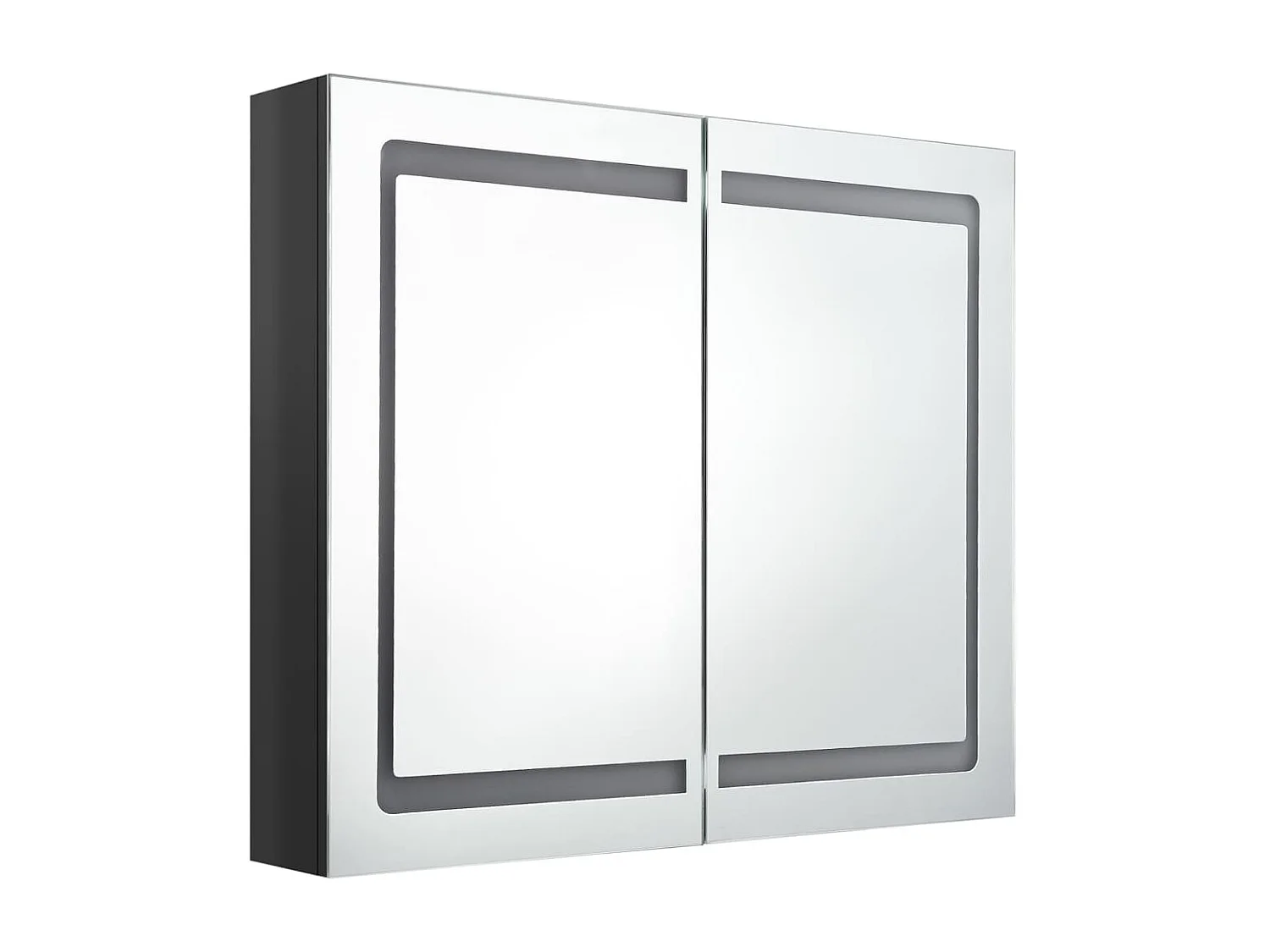 Armoire de salle de bain à miroir LED Noir brillant 80x12x68