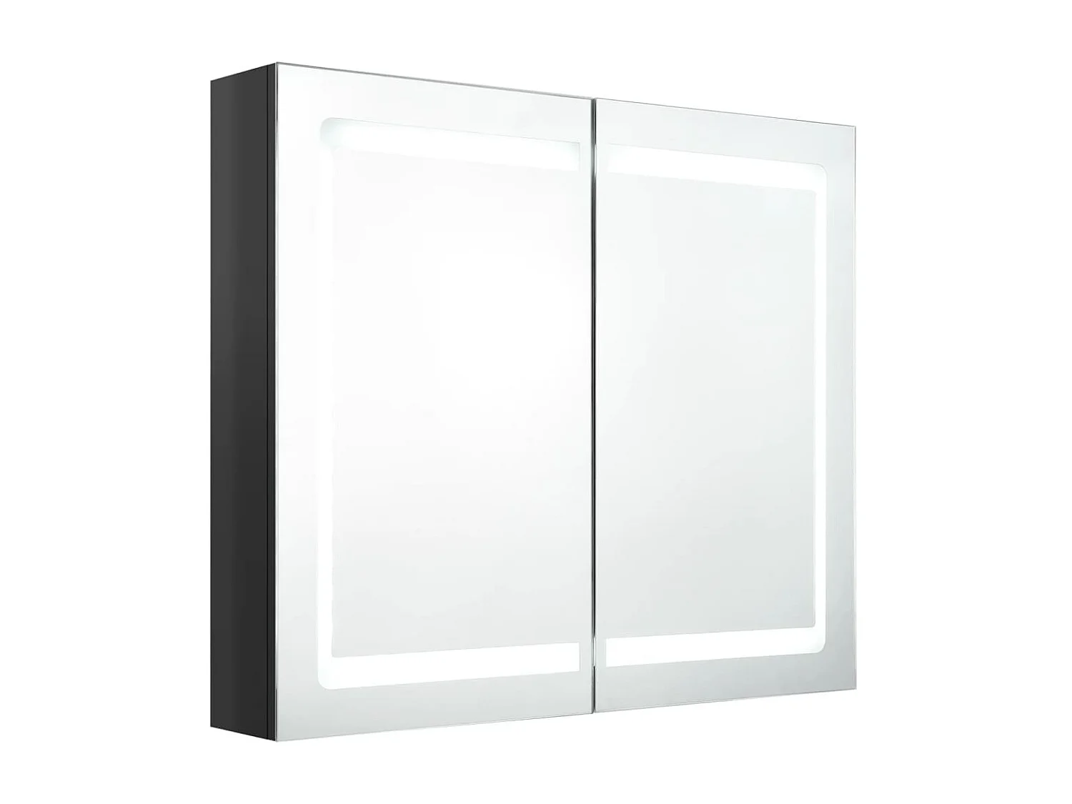 Armoire de salle de bain à miroir LED Noir brillant 80x12x68
