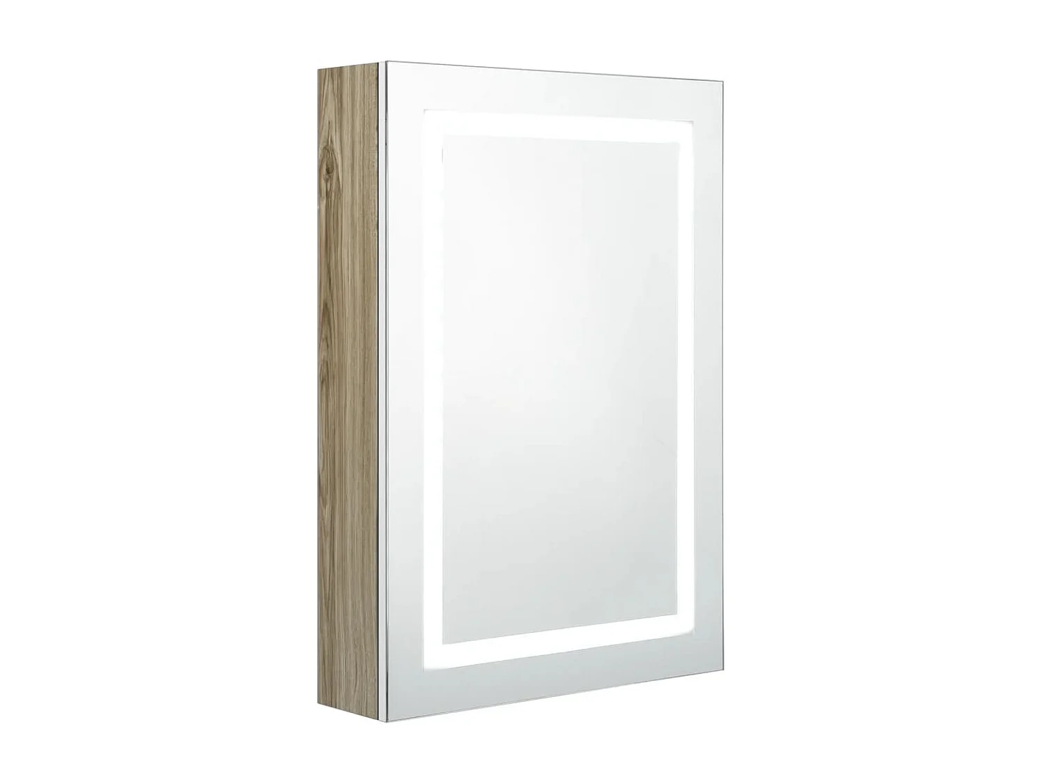 Armoire de salle de bain à miroir LED Blanc et chêne 50x13x70 2