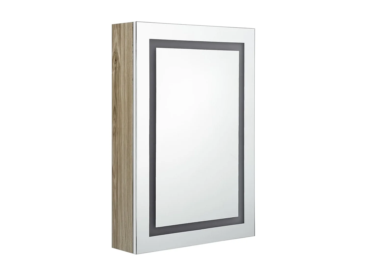 Armoire de salle de bain à miroir LED Blanc et chêne 50x13x70 2