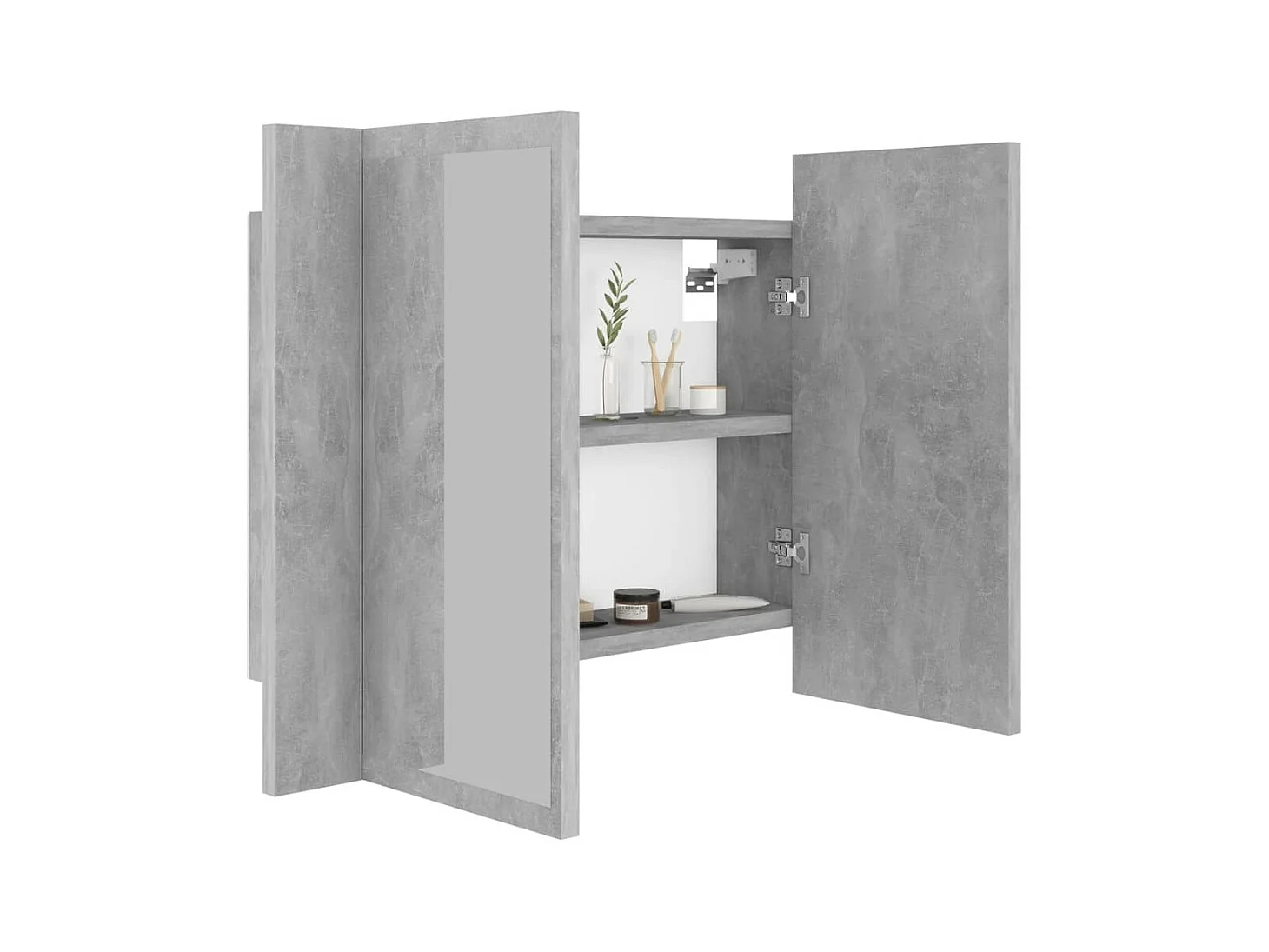 Armoire de salle de bain à miroir à LED Gris béton 60x12x45