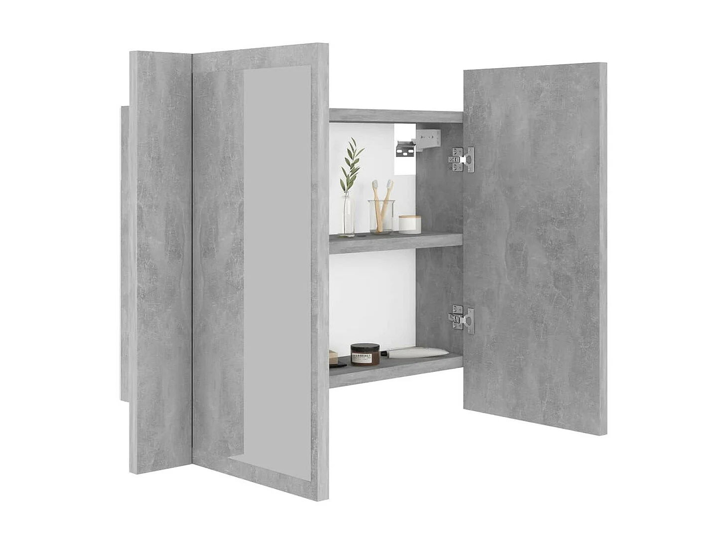 Armoire de salle de bain à miroir à LED Gris béton 60x12x45