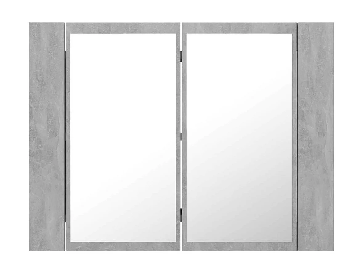 Armoire de salle de bain à miroir à LED Gris béton 60x12x45