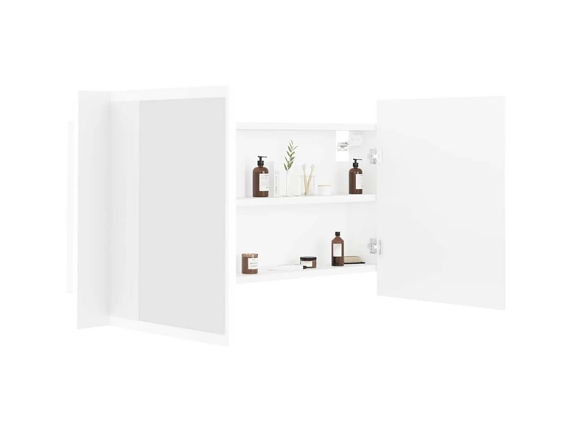 Armoire de salle de bain à miroir à LED Blanc 90x12x45