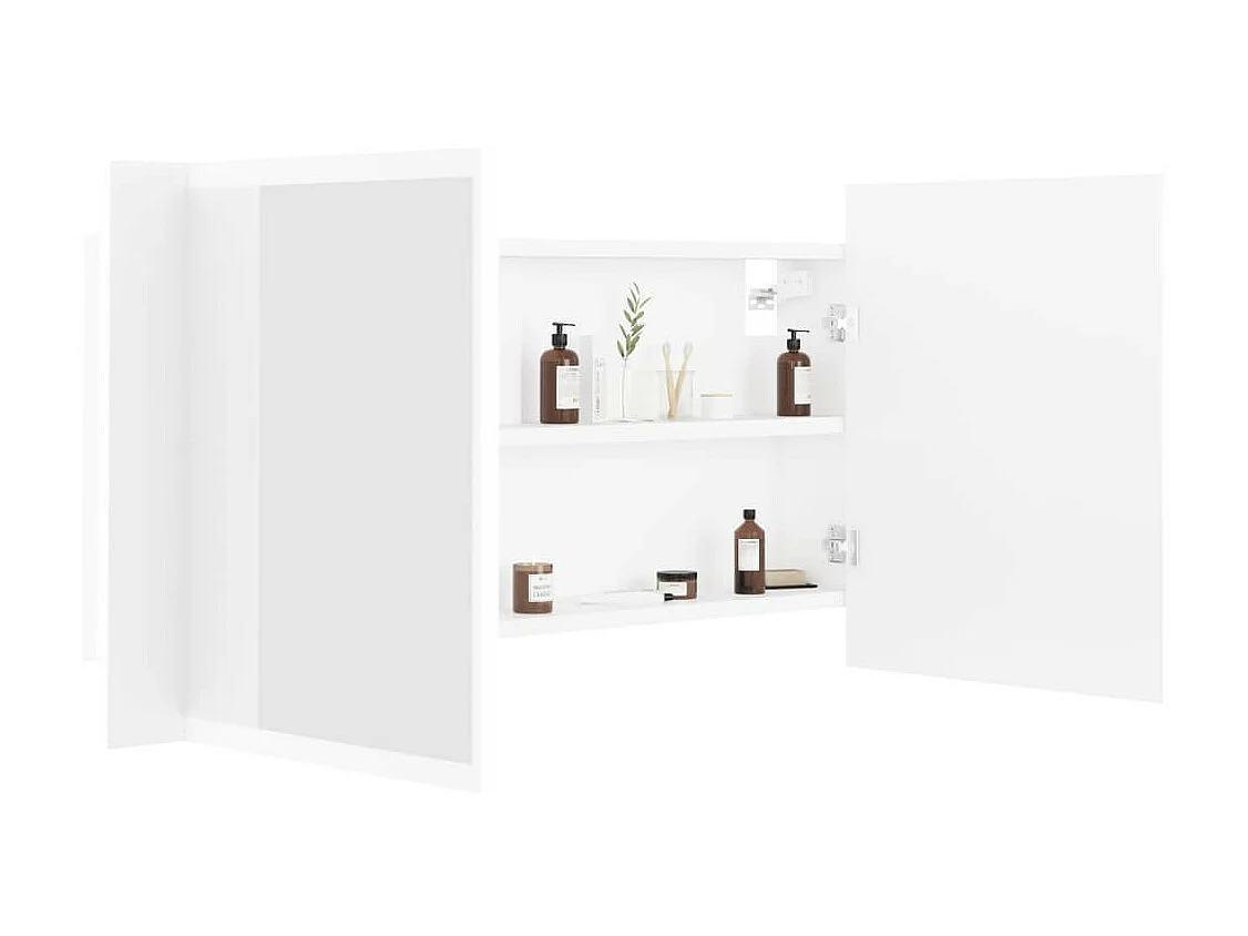 Armoire de salle de bain à miroir à LED Blanc 90x12x45