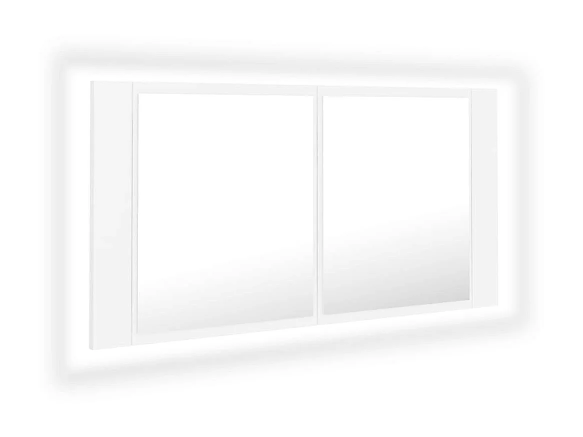 Armoire de salle de bain à miroir à LED Blanc 90x12x45