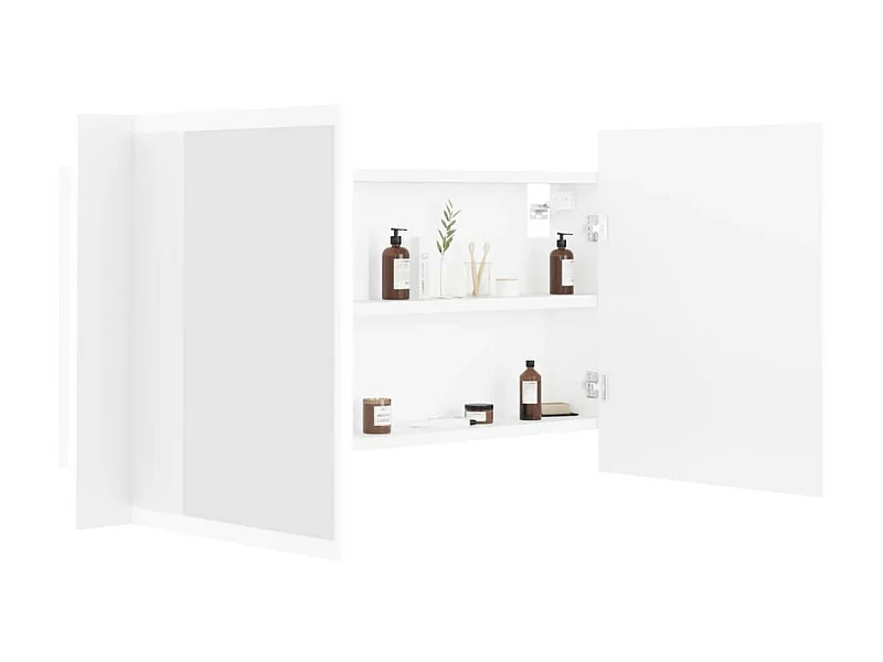 Armoire de salle de bain à miroir à LED Blanc 90x12x45