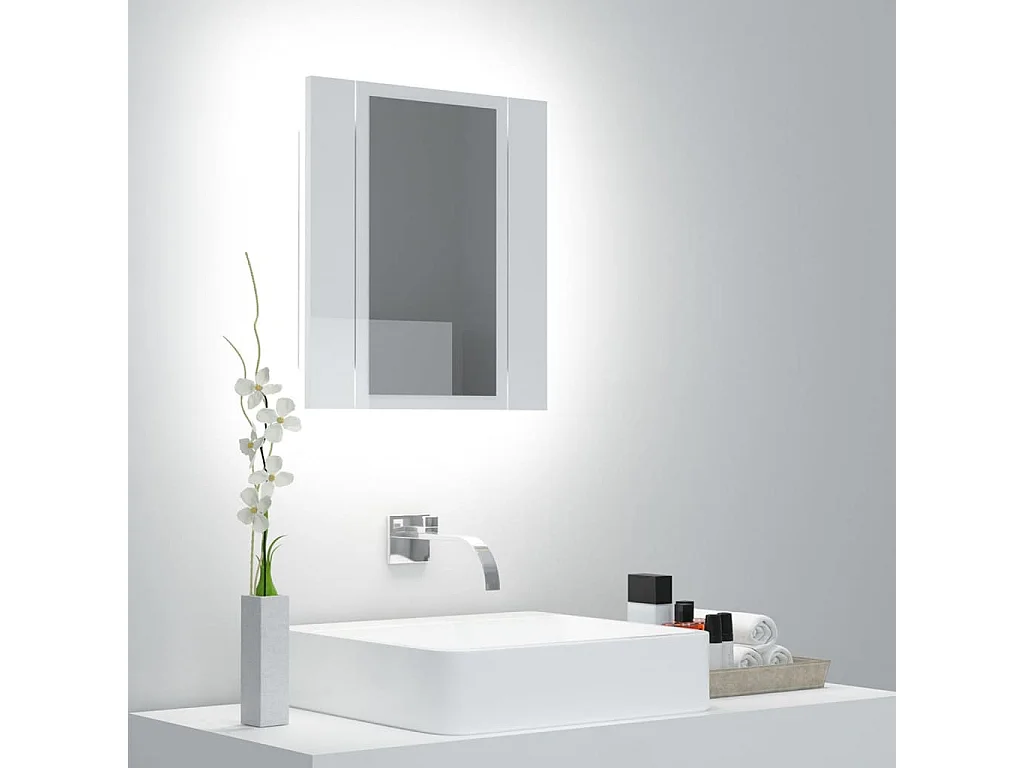 Armoire à miroir de bain à LED Blanc brillant 40x12x45