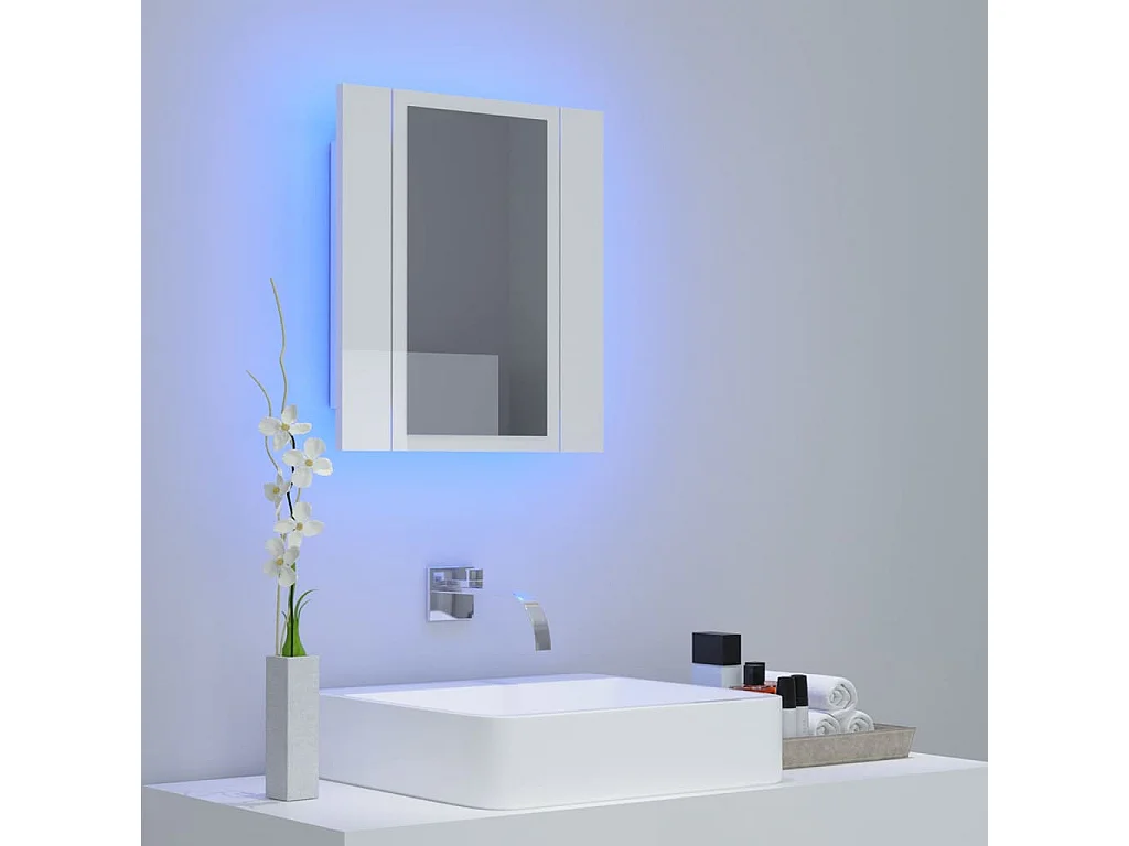Armoire à miroir de bain à LED Blanc brillant 40x12x45