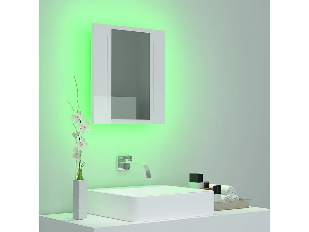 Armoire à miroir de bain à LED Blanc brillant 40x12x45