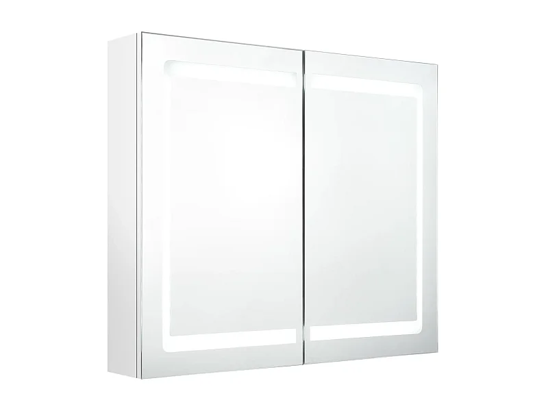 Armoire de salle de bain à miroir LED Blanc brillant 80x12x68