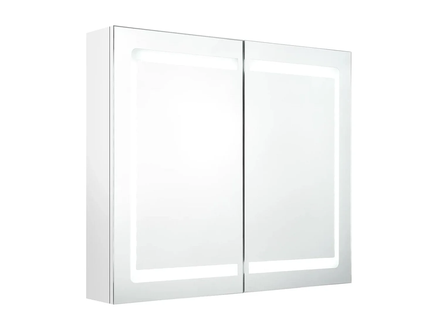 Armoire de salle de bain à miroir LED Blanc brillant 80x12x68