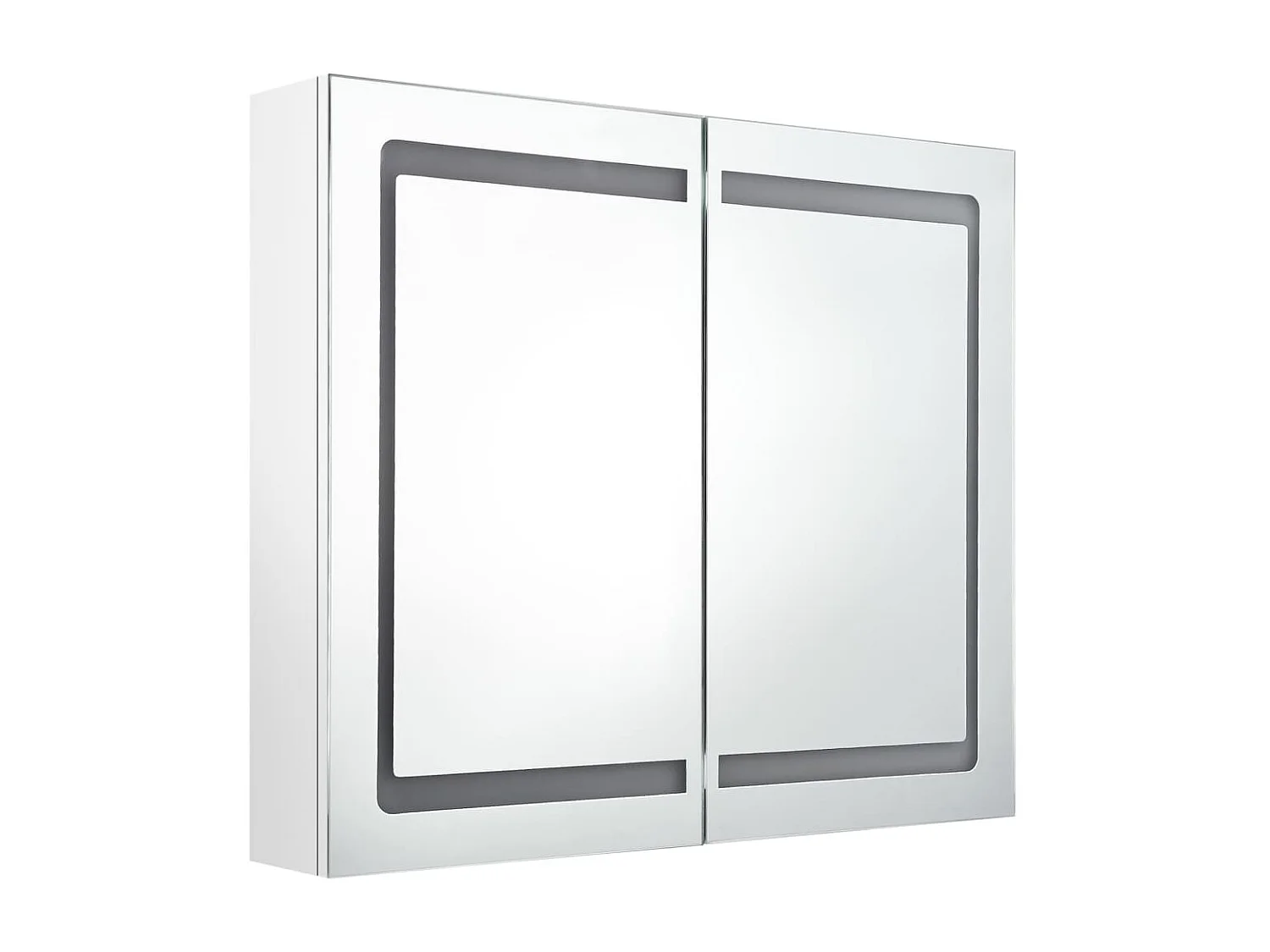 Armoire de salle de bain à miroir LED Blanc brillant 80x12x68