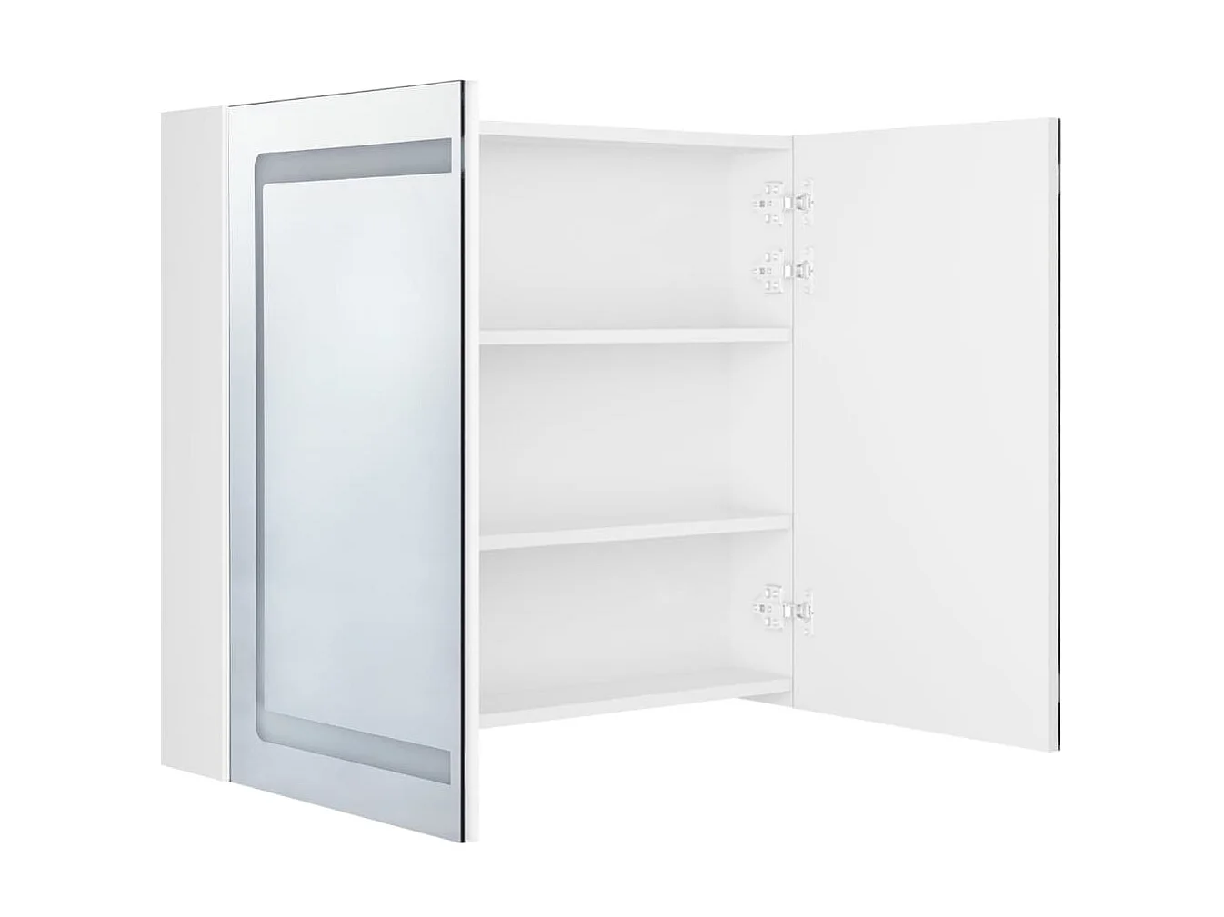 Armoire de salle de bain à miroir LED Blanc brillant 80x12x68