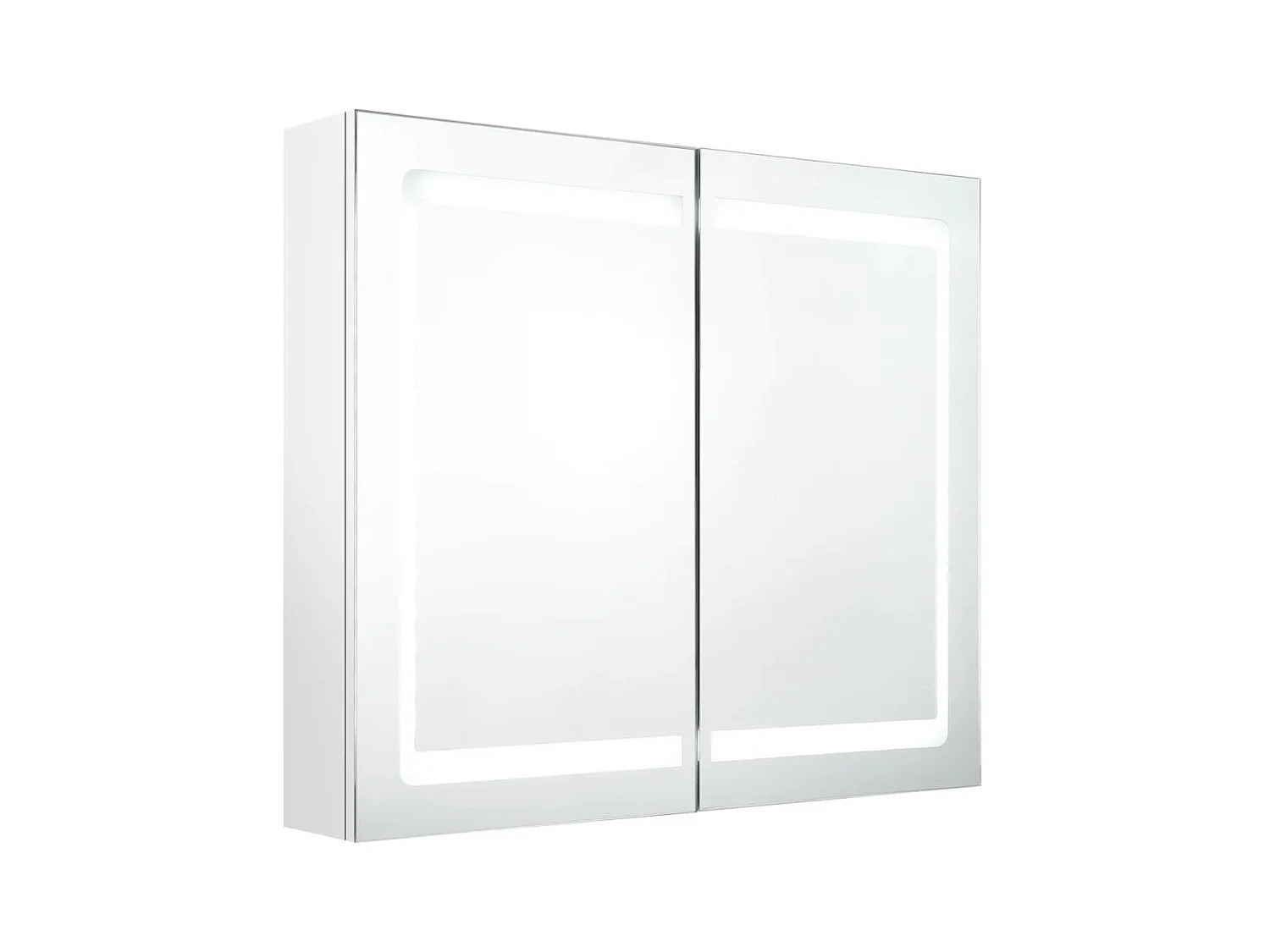 Armoire de salle de bain à miroir LED Blanc brillant 80x12x68