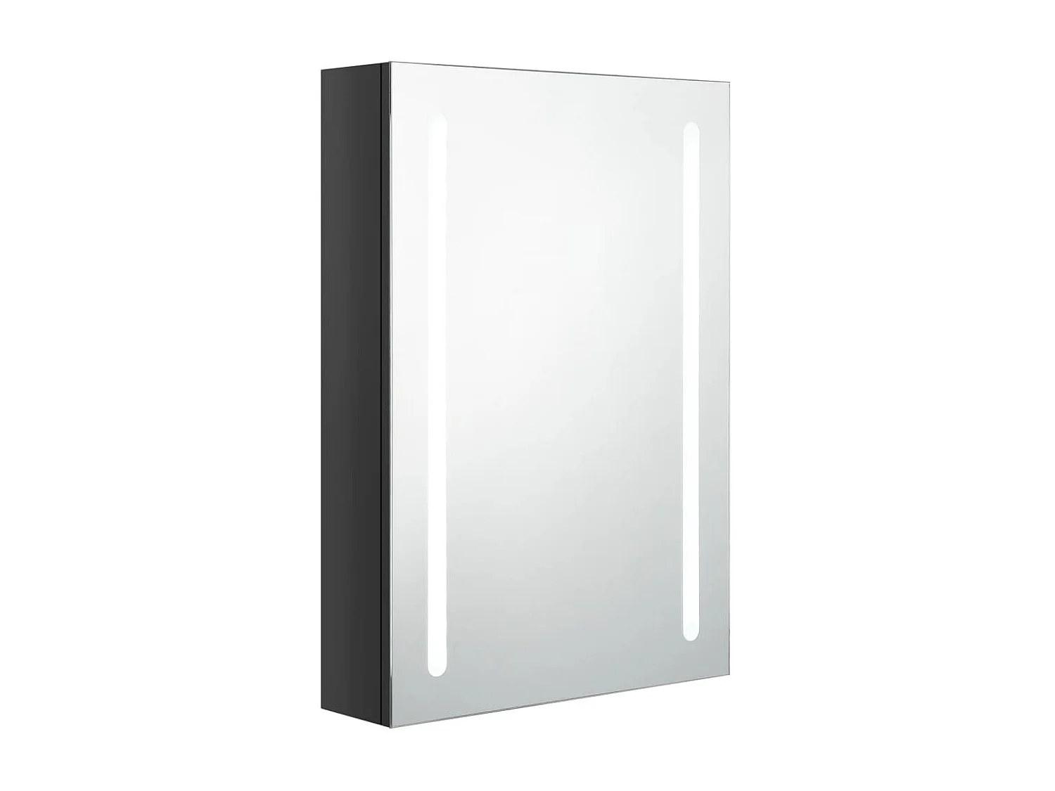 Armoire de salle de bain à miroir LED Noir brillant 50x13x70 2
