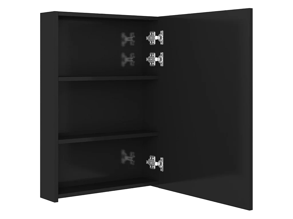 Armoire de salle de bain à miroir LED Noir brillant 50x13x70 2