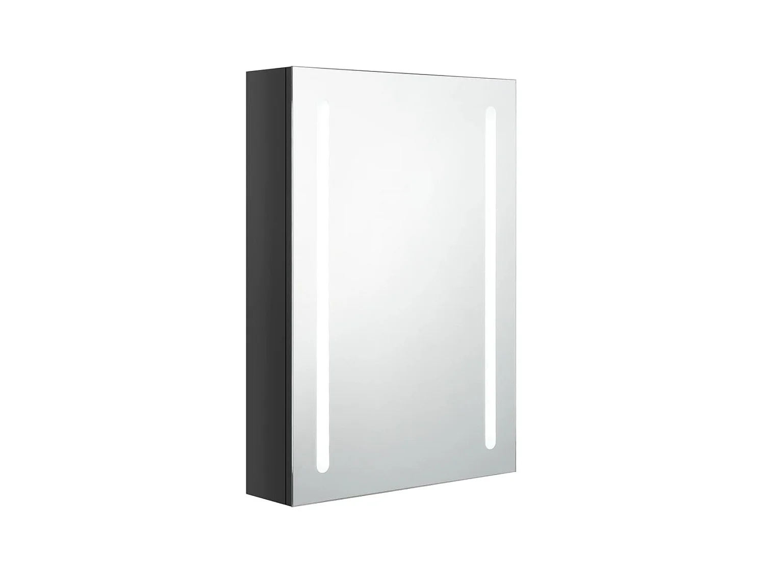 Armoire de salle de bain à miroir LED Noir brillant 50x13x70 2