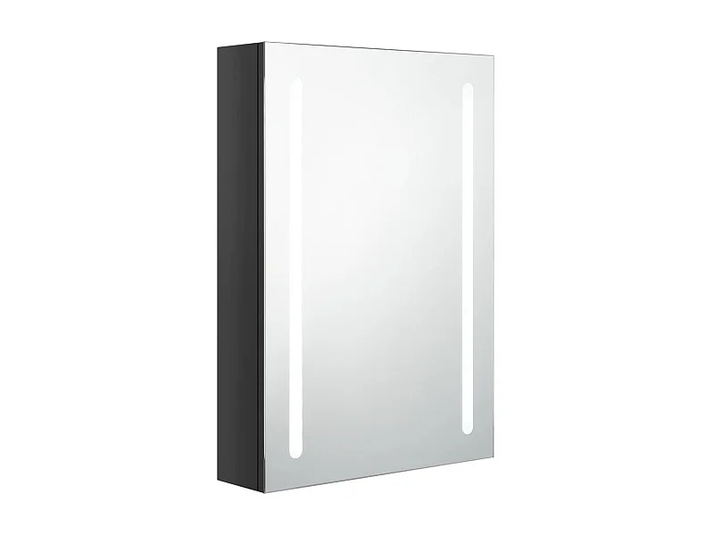 Armoire de salle de bain à miroir LED Noir brillant 50x13x70 2