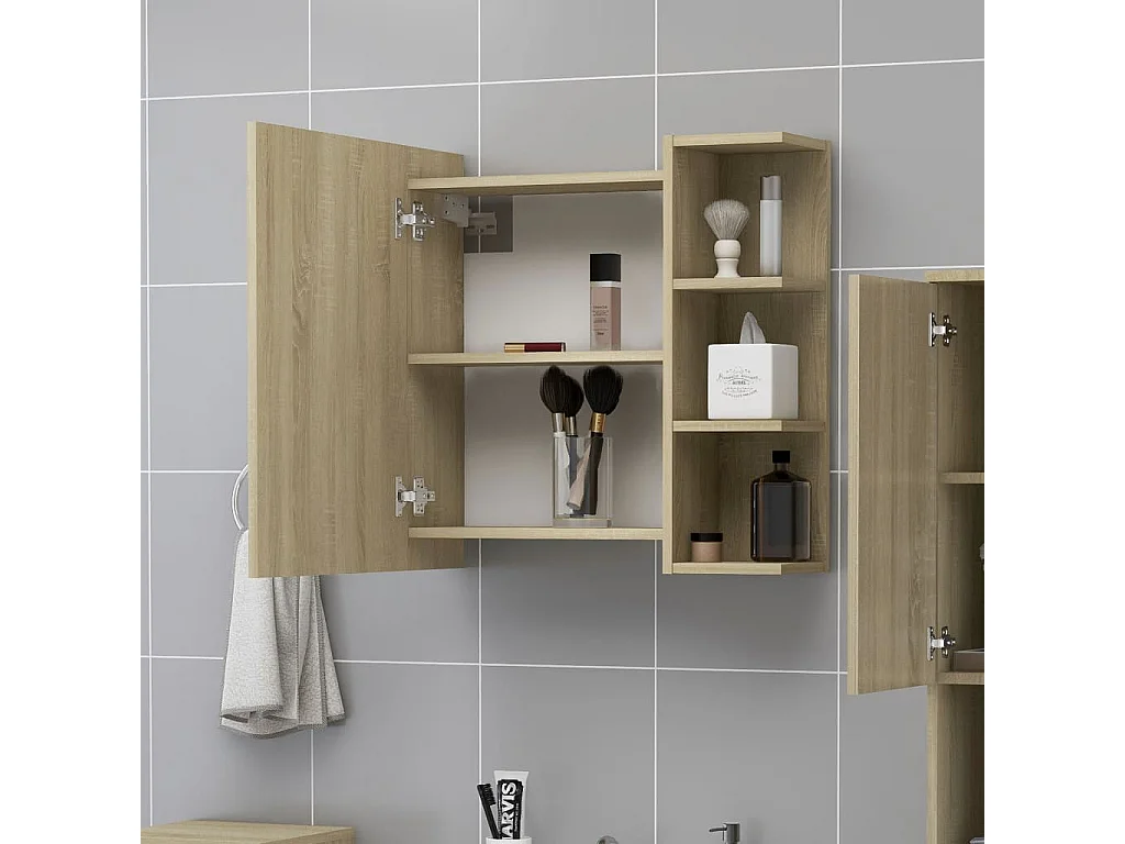 Armoire à miroir de bain Chêne sonoma 62,5x20,5x64