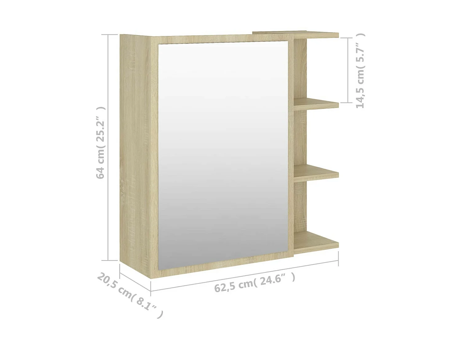 Armoire à miroir de bain Chêne sonoma 62,5x20,5x64