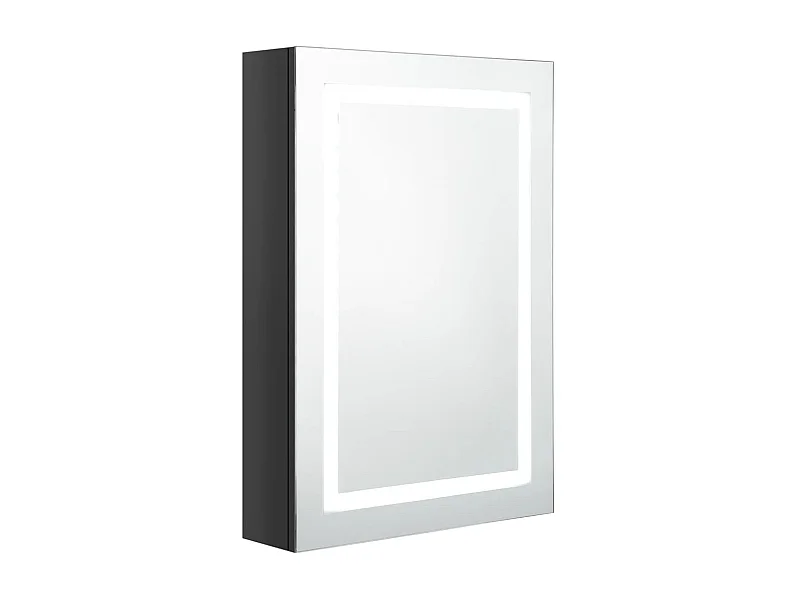 Armoire de salle de bain à miroir LED Noir brillant 50x13x70