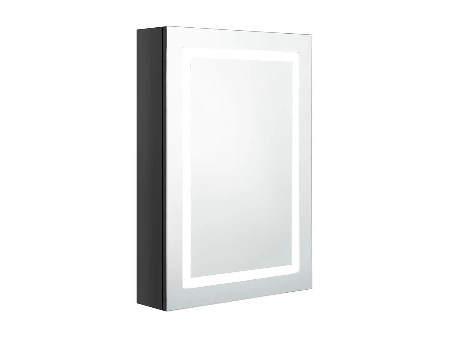 Armoire de salle de bain à miroir LED Noir brillant 50x13x70