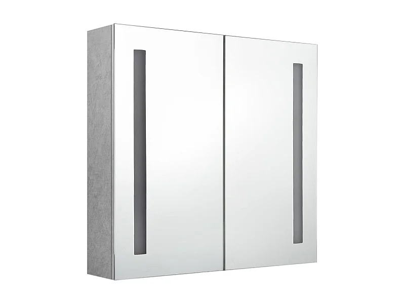Armoire de salle de bain à miroir LED Gris béton 62x14x60