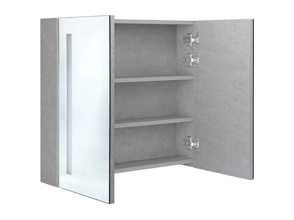 Armoire de salle de bain à miroir LED Gris béton 62x14x60