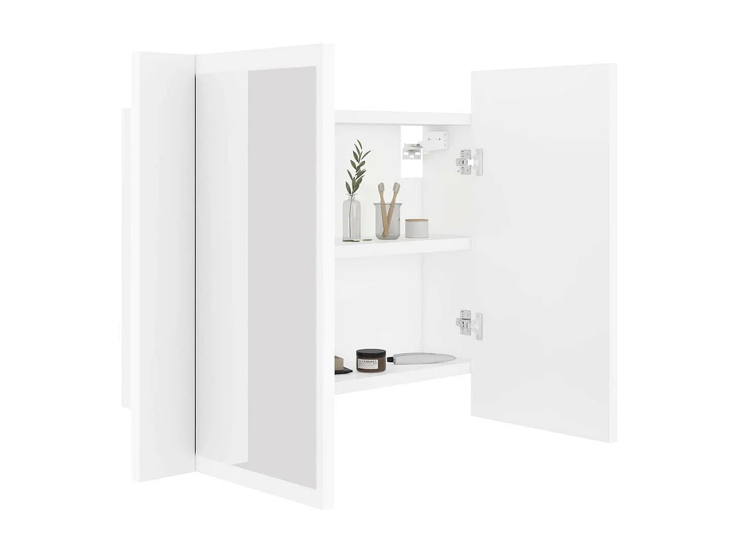 Armoire de salle de bain à miroir à LED Blanc 60x12x45