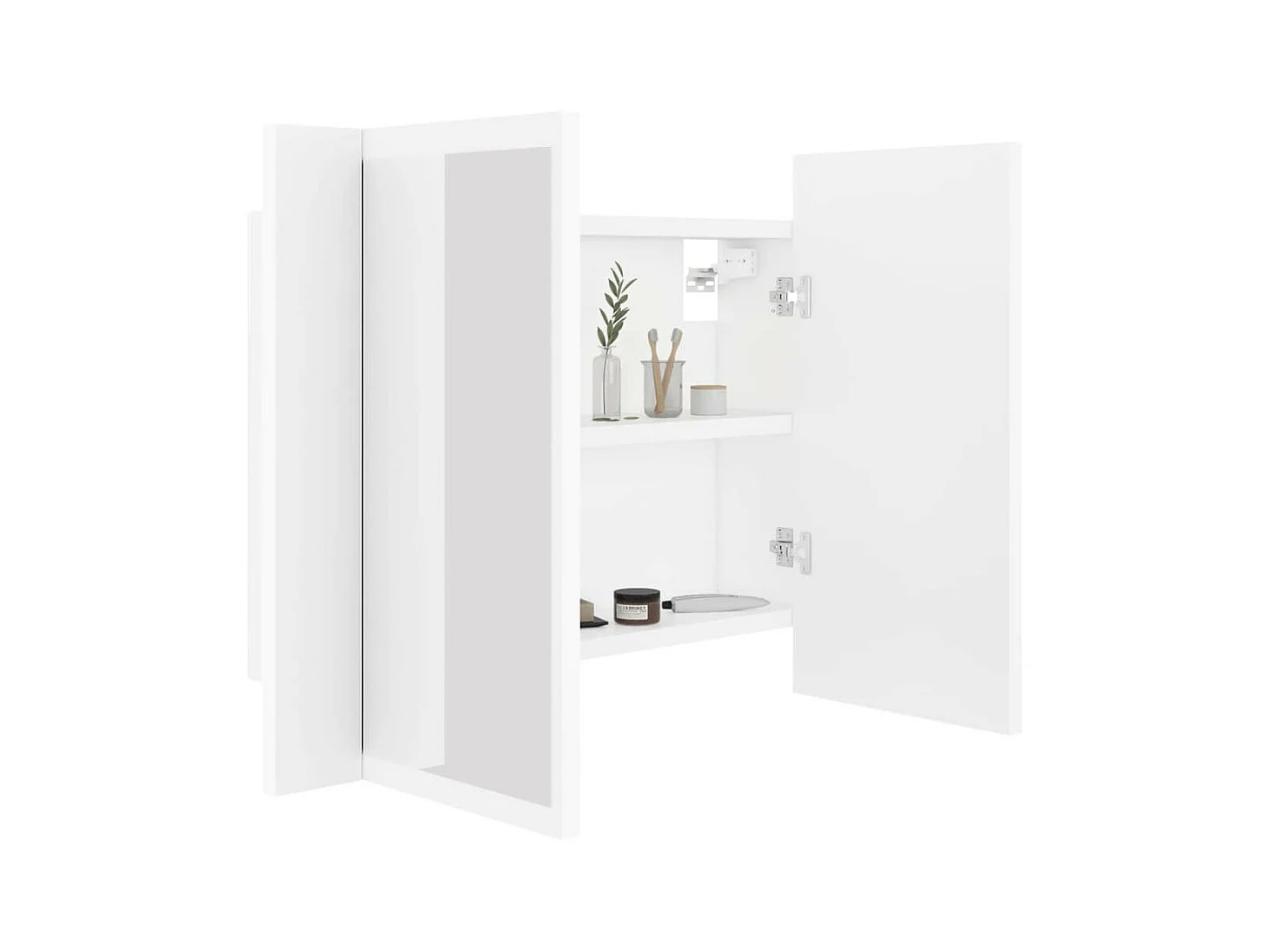 Armoire de salle de bain à miroir à LED Blanc 60x12x45