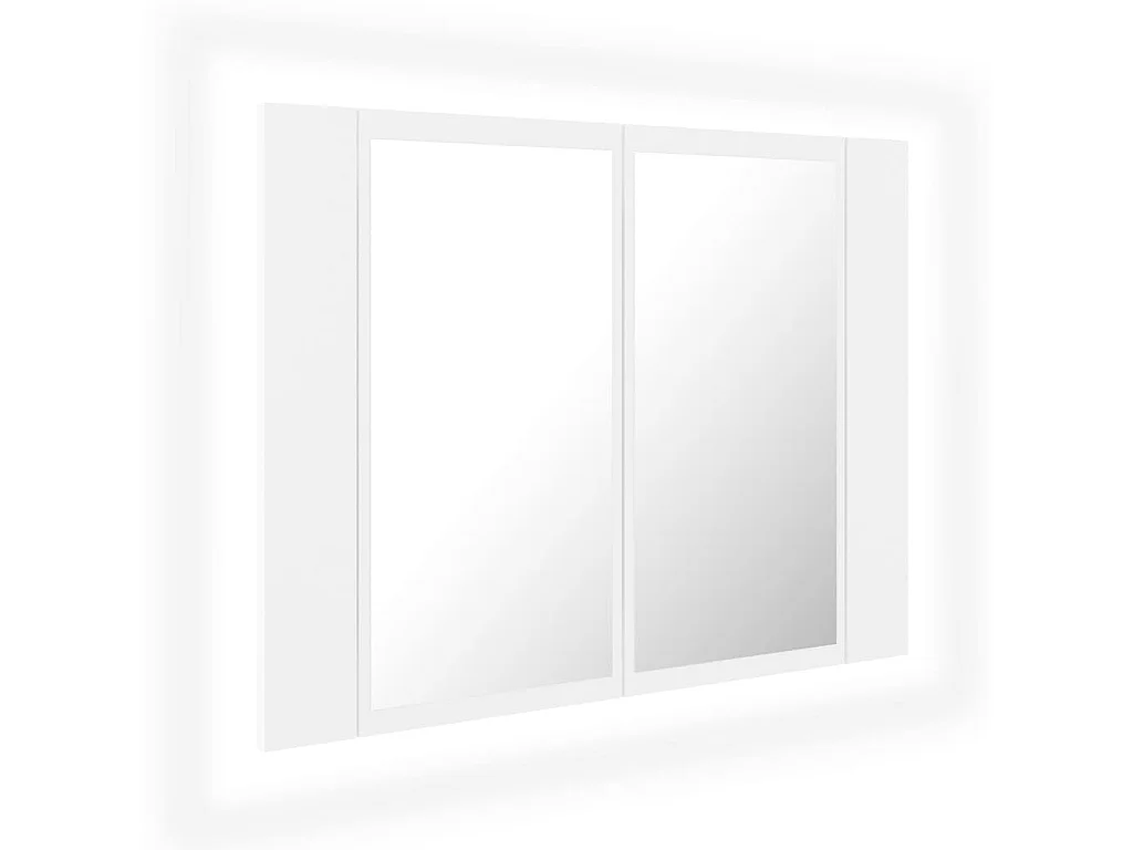 Armoire de salle de bain à miroir à LED Blanc 60x12x45