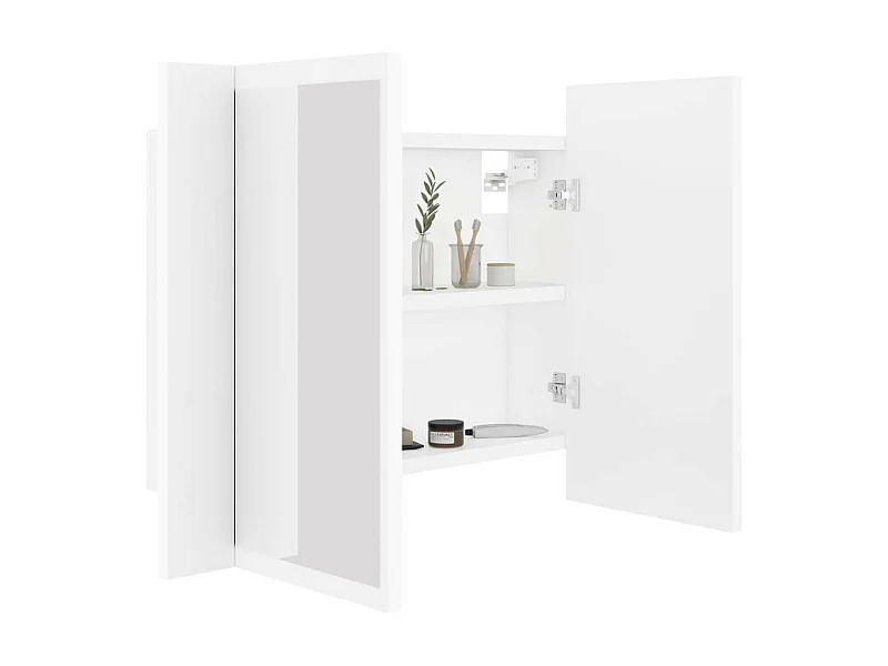 Armoire de salle de bain à miroir à LED Blanc 60x12x45