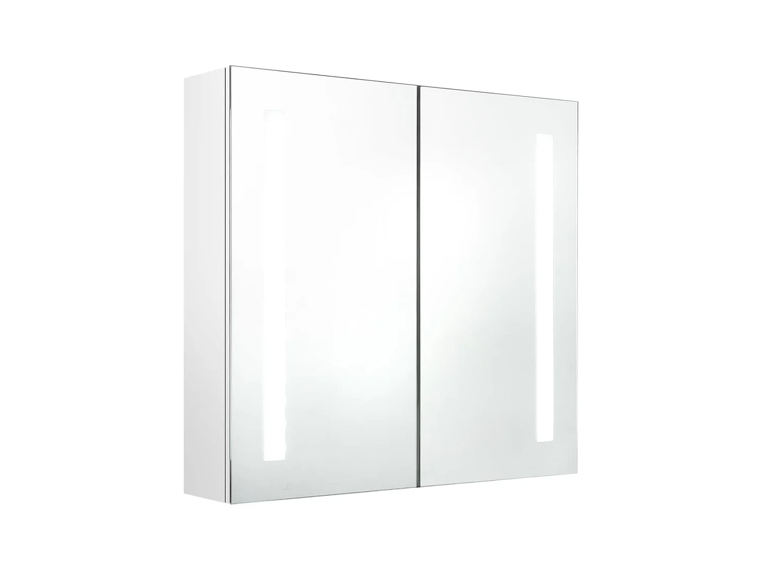 Armoire de salle de bain à miroir LED Blanc brillant 62x14x60