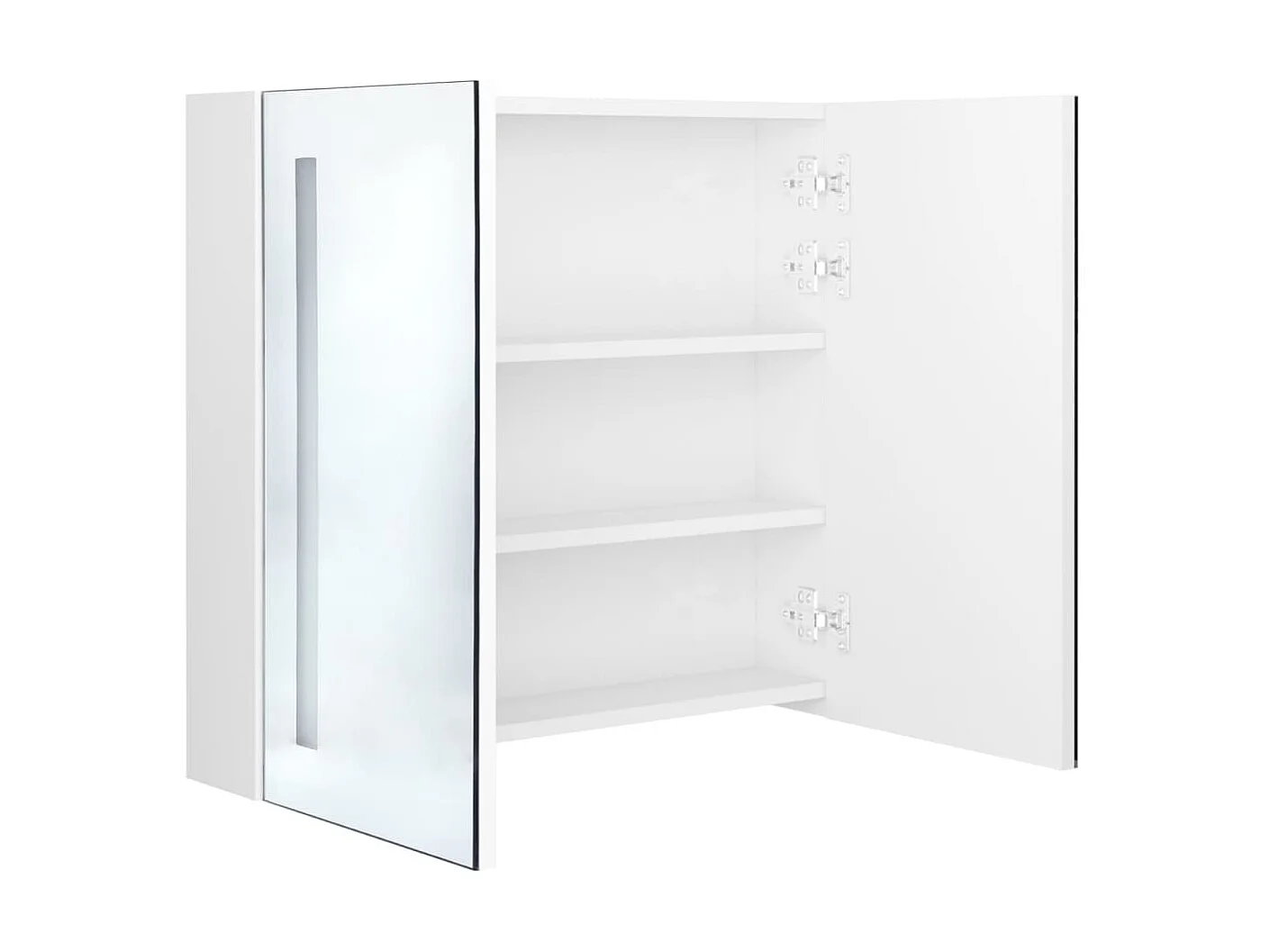 Armoire de salle de bain à miroir LED Blanc brillant 62x14x60