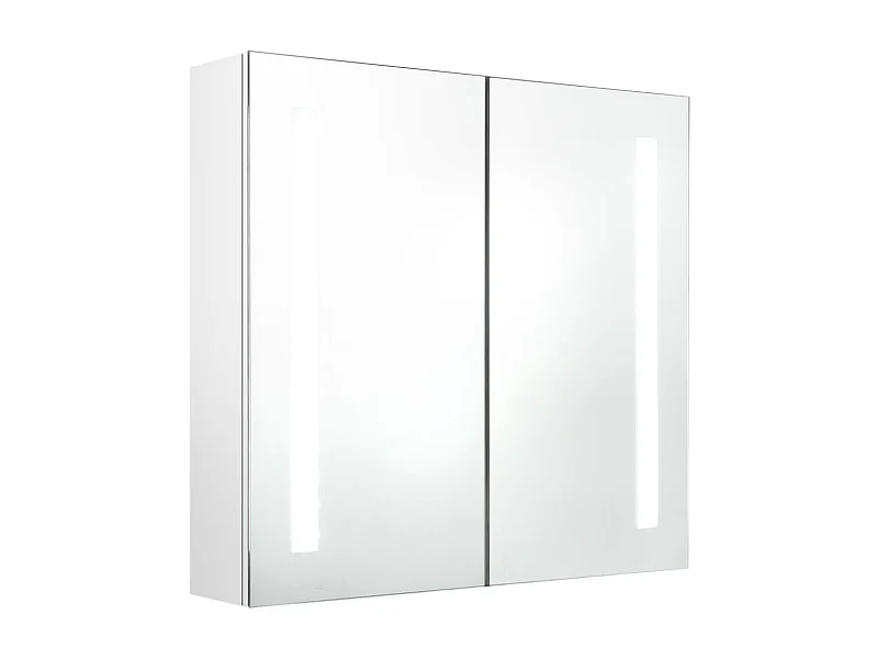 Armoire de salle de bain à miroir LED Blanc brillant 62x14x60