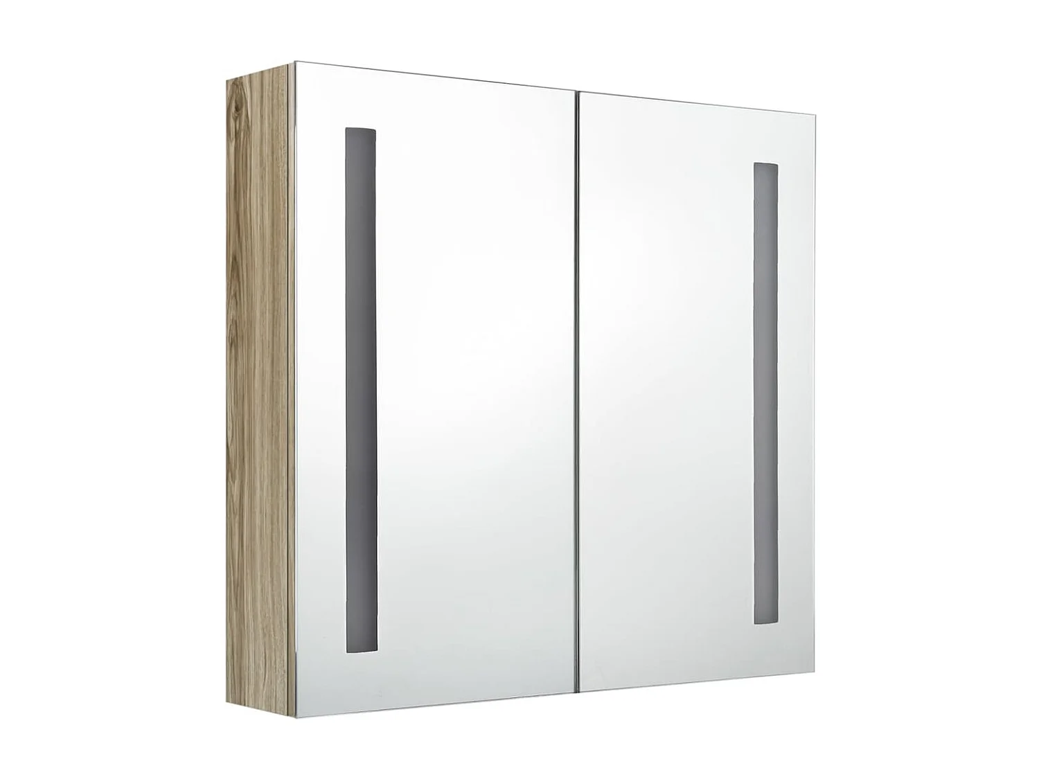 Armoire de salle de bain à miroir LED Chêne 62x14x60