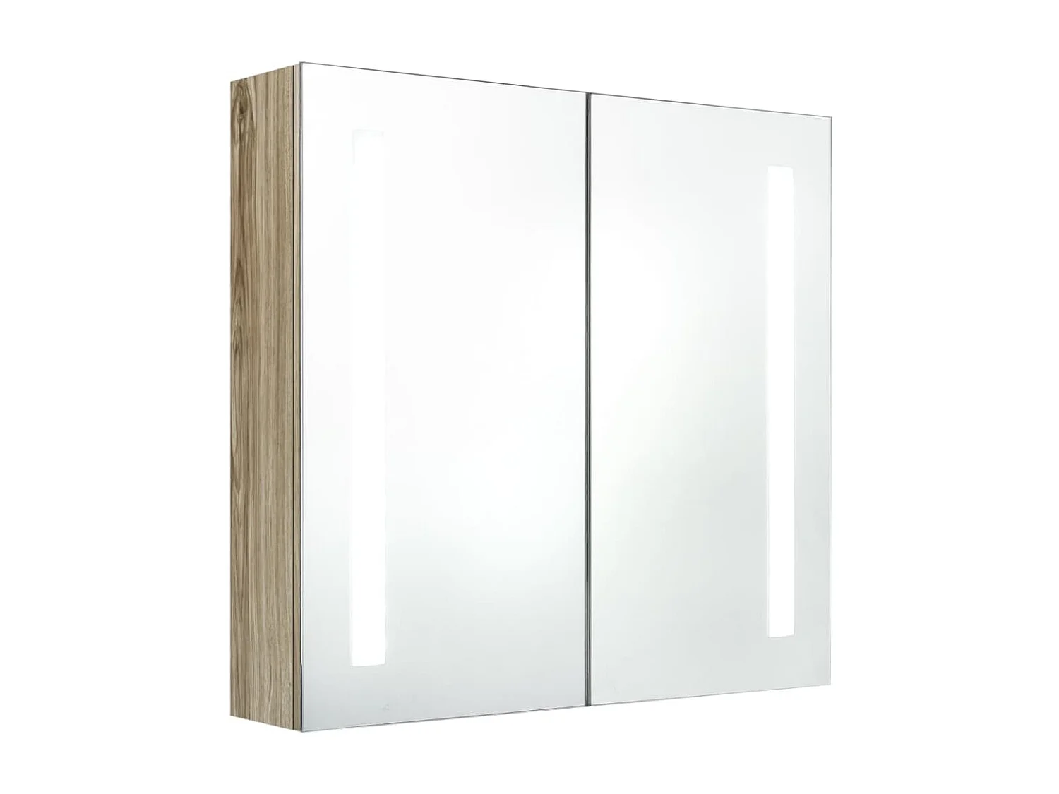 Armoire de salle de bain à miroir LED Chêne 62x14x60