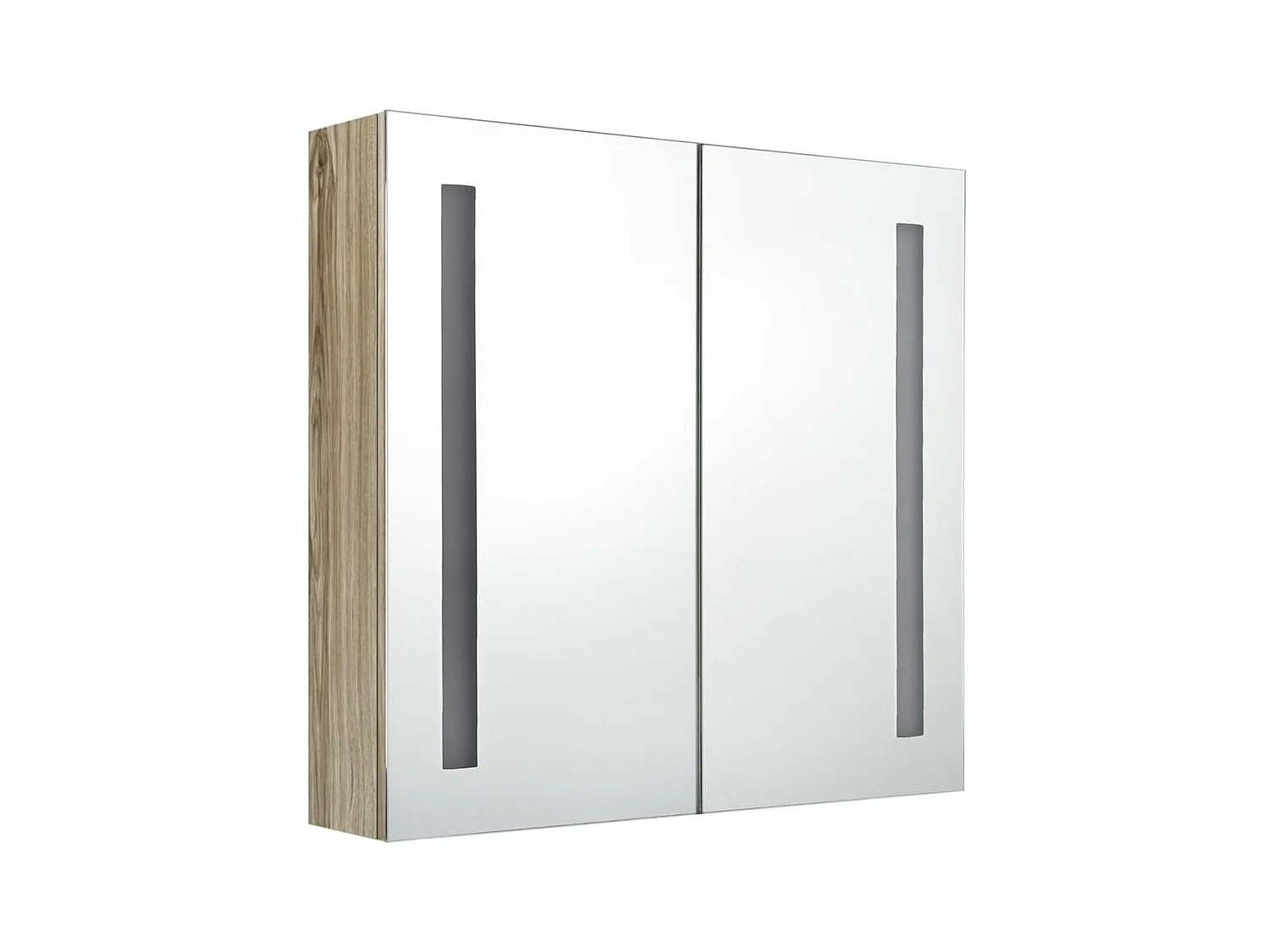 Armoire de salle de bain à miroir LED Chêne 62x14x60