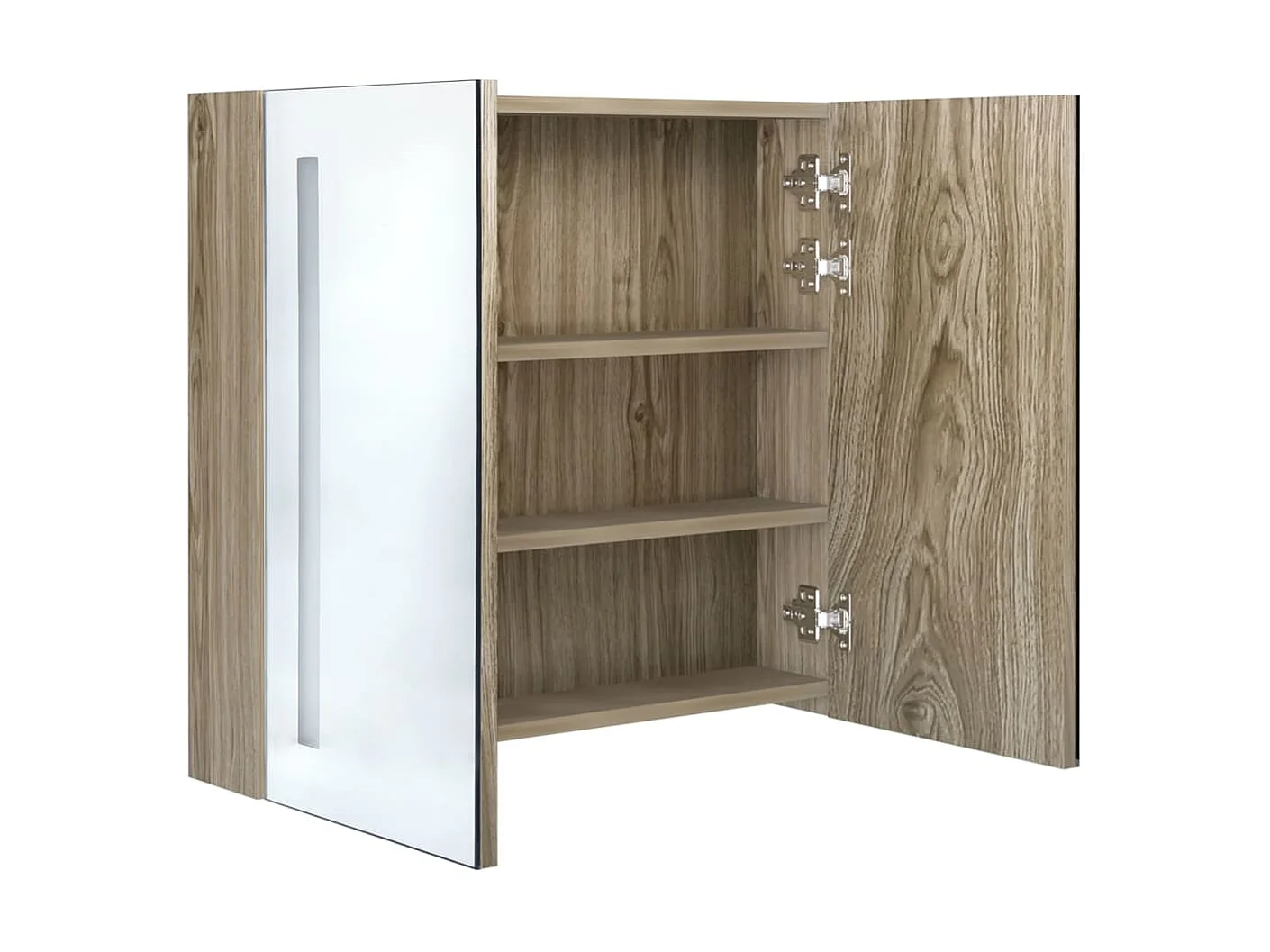 Armoire de salle de bain à miroir LED Chêne 62x14x60