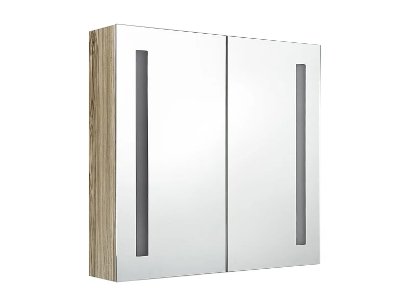 Armoire de salle de bain à miroir LED Chêne 62x14x60