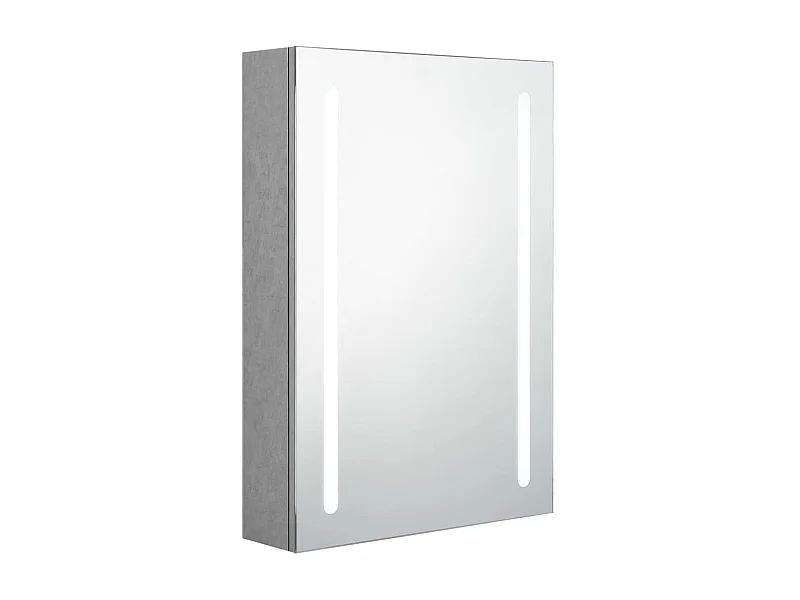 Armoire de salle de bain à miroir LED Gris béton 50x13x70