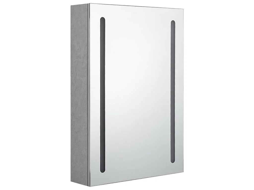 Armoire de salle de bain à miroir LED Gris béton 50x13x70