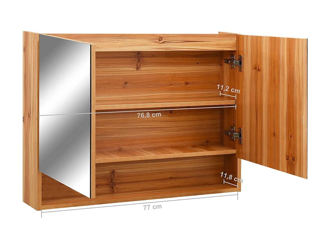 Armoire à miroir de salle de bain LED Chêne 80x15x60 MDF