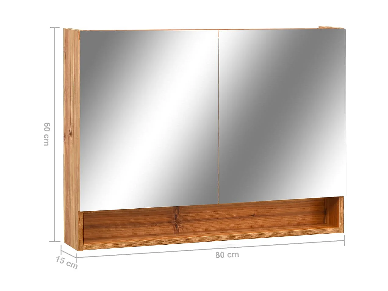 Armoire à miroir de salle de bain LED Chêne 80x15x60 MDF