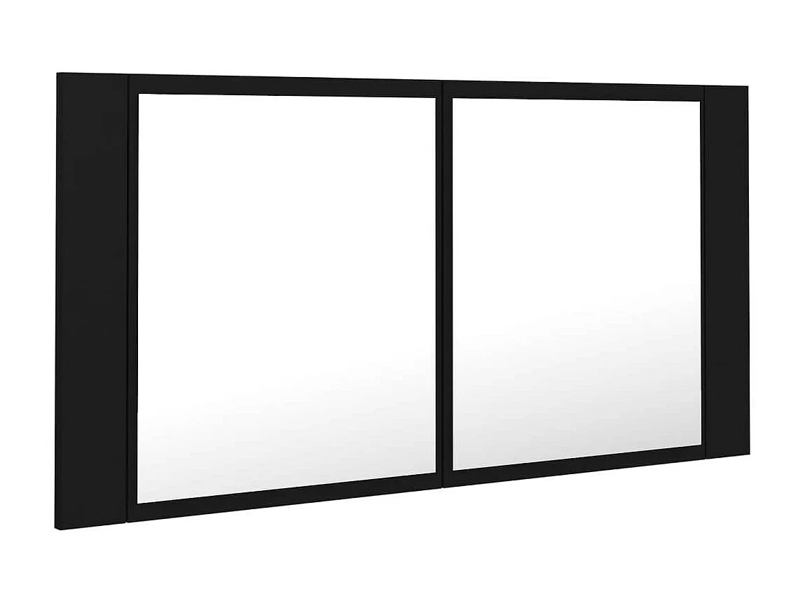 Armoire de salle de bain à miroir à LED Noir 90x12x45